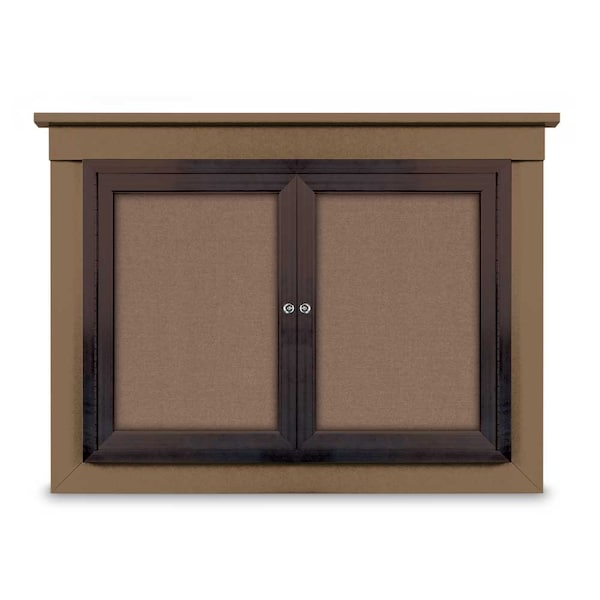 18"x24" 1-Door Enclosed Letterboard, Header, Grey Vinyl/Cherry